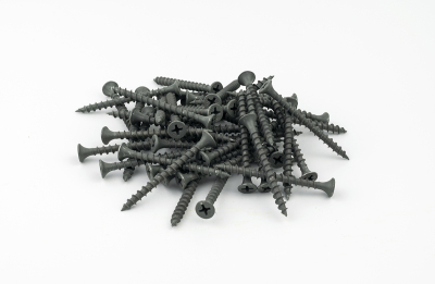 A pile of self starting Phillips head, or cross point wood screws